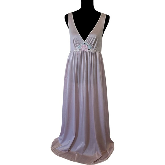 Vintage Other - Vintage Nightgown Long Pastel Retro Pink Elegant Slip Dress Floral Size Medium